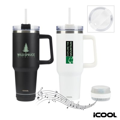 iCOOL Borrego 40 oz. Double Wall, Stainless Steel Travel Mug with Speaker